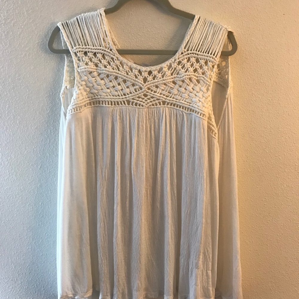 Soft Cream Boho Flowy Tank Top